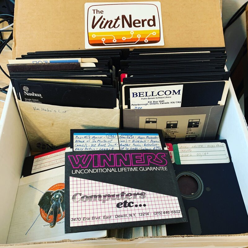 From California I bought this eBay pile of Atari 8-Bit floppies from Texas because it has a disk sleeve from an old, defunct computer store from my hometown area back in New York. Small World. And, I Am Curious! □

#Atari #Atari8Bit #VintageComputing #RetroComputers #TheVintNerd