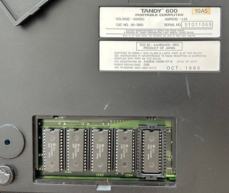 Tandy 600 Update: IT WORKS! After removing the system battery pack and the backup battery, plugging in a tested supply, and performing a 